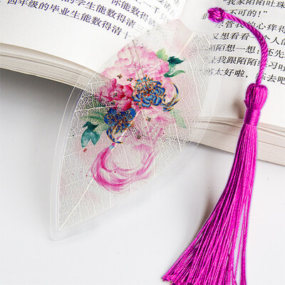 1 бр. Сладка класическа креативна отметка Китайски вятър Естествени колекционерски предмети Листа Вени Отметки Творчески канцеларски материали