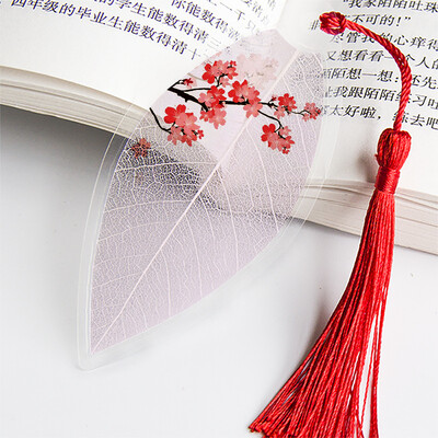 1 бр. Сладка класическа креативна отметка Китайски вятър Естествени колекционерски предмети Листа Вени Отметки Творчески канцеларски материали