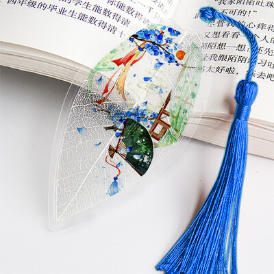 1 бр. Сладка класическа креативна отметка Китайски вятър Естествени колекционерски предмети Листа Вени Отметки Творчески канцеларски материали