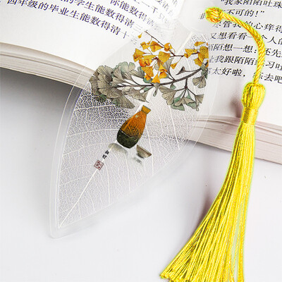 1 бр. Сладка класическа креативна отметка Китайски вятър Естествени колекционерски предмети Листа Вени Отметки Творчески канцеларски материали