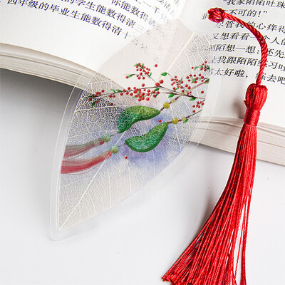 1 бр. Сладка класическа креативна отметка Китайски вятър Естествени колекционерски предмети Листа Вени Отметки Творчески канцеларски материали