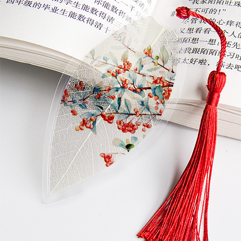 1 бр. Сладка класическа креативна отметка Китайски вятър Естествени колекционерски предмети Листа Вени Отметки Творчески канцеларски материали