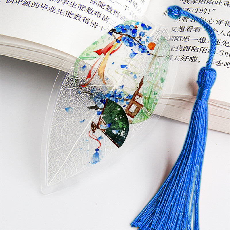 1 бр. Сладка класическа креативна отметка Китайски вятър Естествени колекционерски предмети Листа Вени Отметки Творчески канцеларски материали