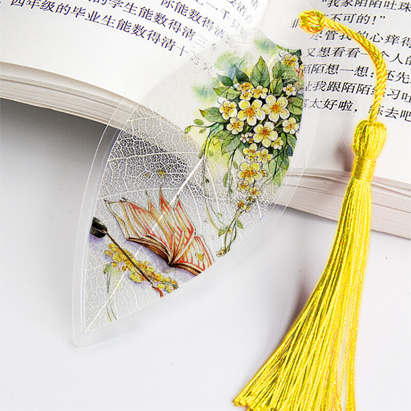 1 бр. Сладка класическа креативна отметка Китайски вятър Естествени колекционерски предмети Листа Вени Отметки Творчески канцеларски материали