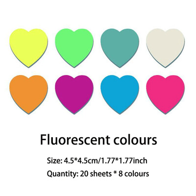 160 lehte armastussüda fluorestseeruv värv läbipaistev kleepmärkmed Märkmikuplaneerija Kleebised Kirjatarbed Kooli kontoritarbed