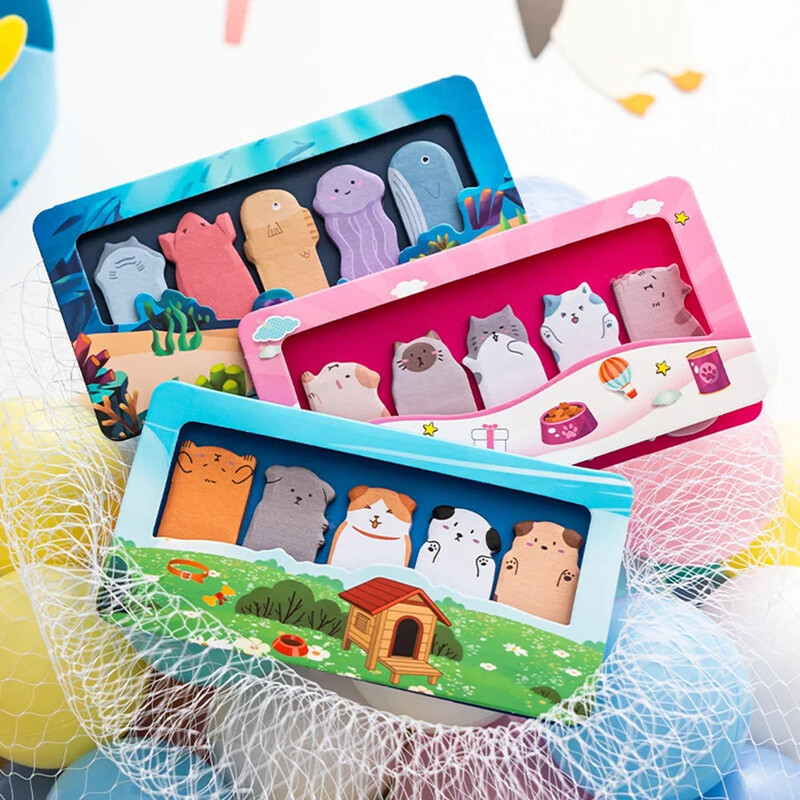 150 листа/комплект Карикатури Животни Лепящи бележки Класифицирани индексиращи стикери Отметки Бележници Канцеларски материали