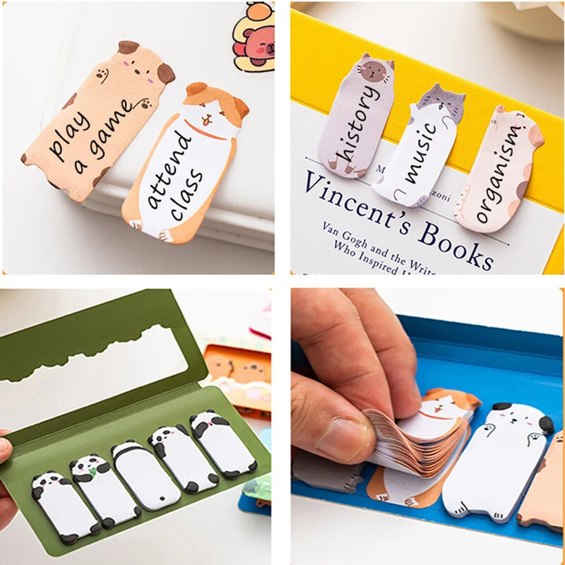 150 листа/комплект Карикатури Животни Лепящи бележки Класифицирани индексиращи стикери Отметки Бележници Канцеларски материали