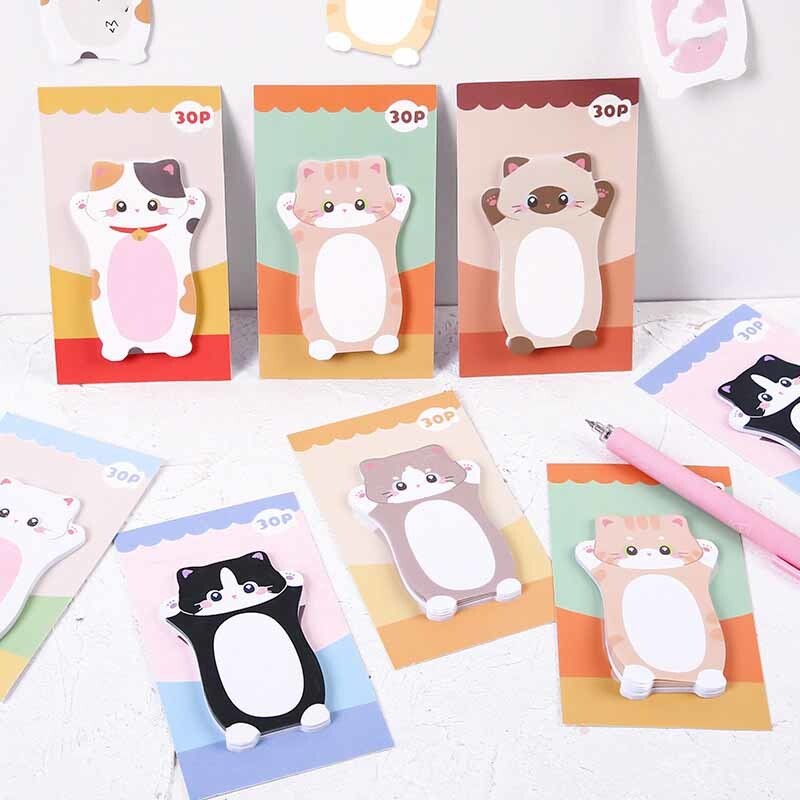 1 buc. Cute Kawaii Cat Kitty Note lipicioase Autocolant Memo Pad Scrapbooking Scoala Rechizite de birou Papetarie Semn de carte cadou