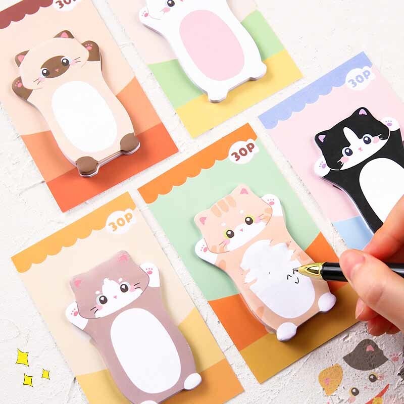 1 buc. Cute Kawaii Cat Kitty Note lipicioase Autocolant Memo Pad Scrapbooking Scoala Rechizite de birou Papetarie Semn de carte cadou