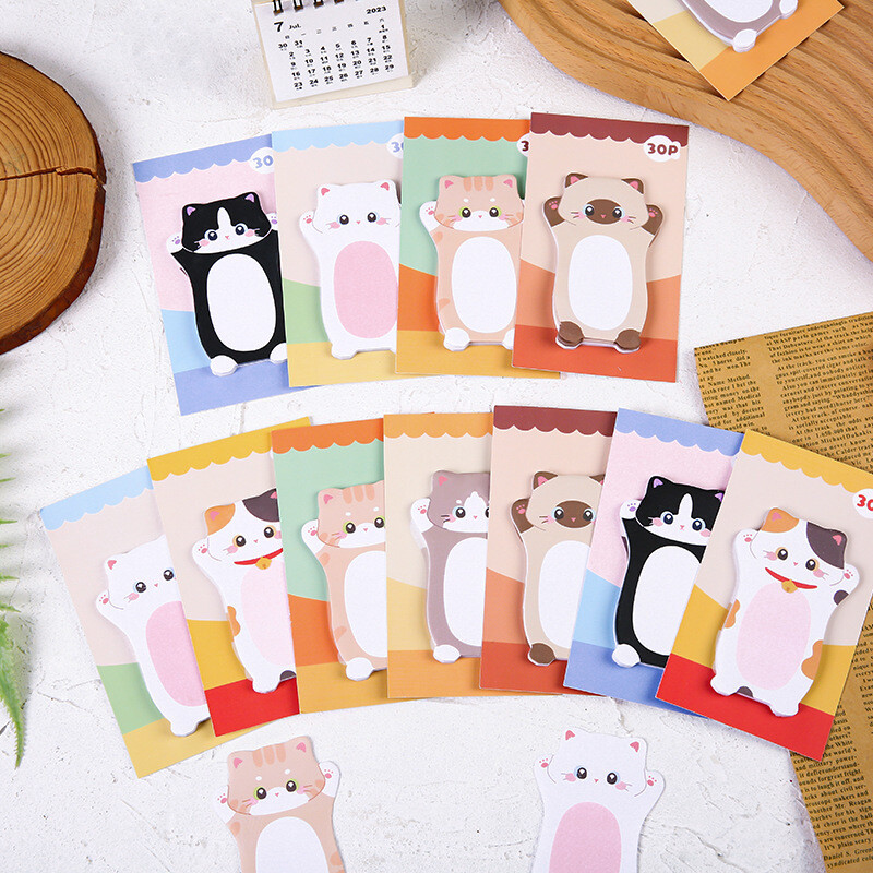 1 buc. Cute Kawaii Cat Kitty Note lipicioase Autocolant Memo Pad Scrapbooking Scoala Rechizite de birou Papetarie Semn de carte cadou