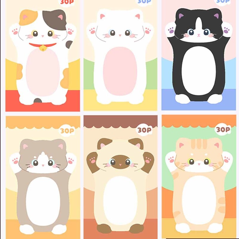 1 buc. Cute Kawaii Cat Kitty Note lipicioase Autocolant Memo Pad Scrapbooking Scoala Rechizite de birou Papetarie Semn de carte cadou
