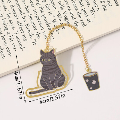 1PC Cat Chaining Отметка Метална отметка Месинг Метал Класически сладък стил Подарък за студент Културна и творческа куха отметка