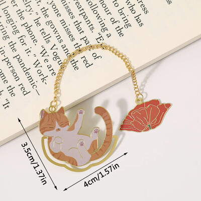 1PC Cat Chaining Отметка Метална отметка Месинг Метал Класически сладък стил Подарък за студент Културна и творческа куха отметка