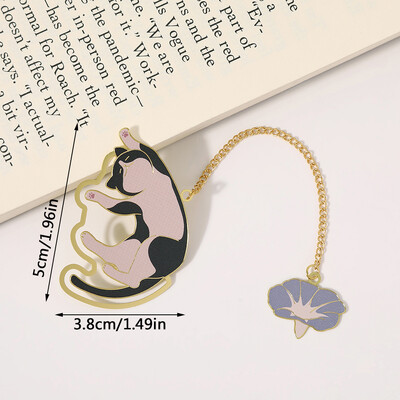 1PC Cat Chaining Отметка Метална отметка Месинг Метал Класически сладък стил Подарък за студент Културна и творческа куха отметка