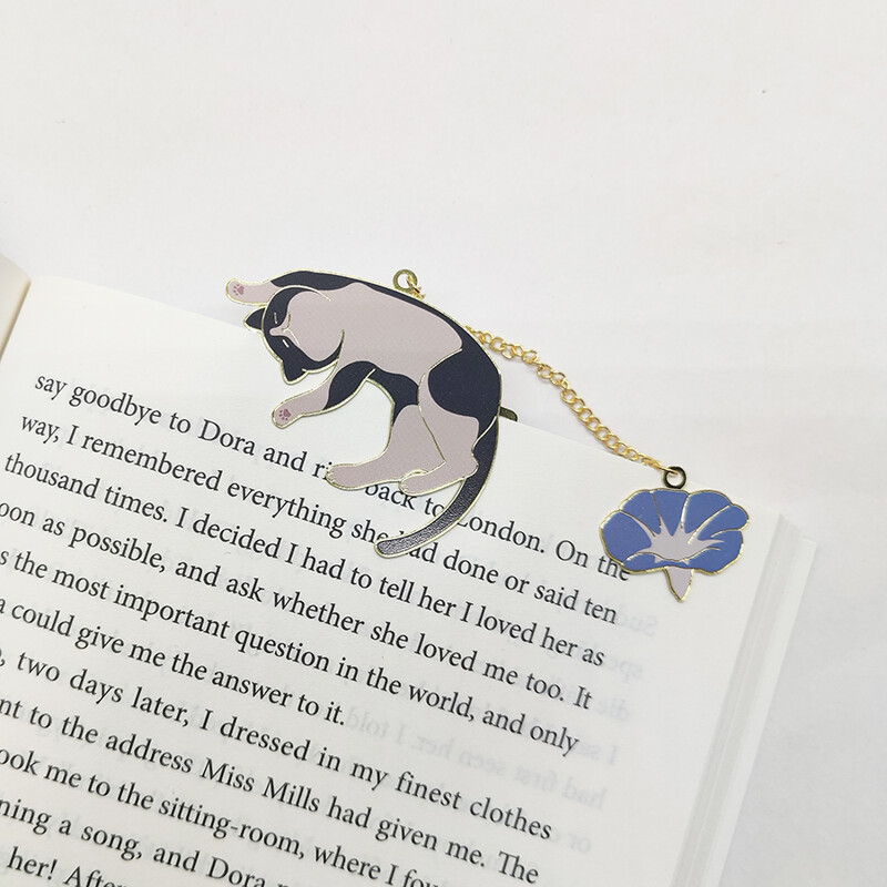 1PC Cat Chaining Отметка Метална отметка Месинг Метал Класически сладък стил Подарък за студент Културна и творческа куха отметка