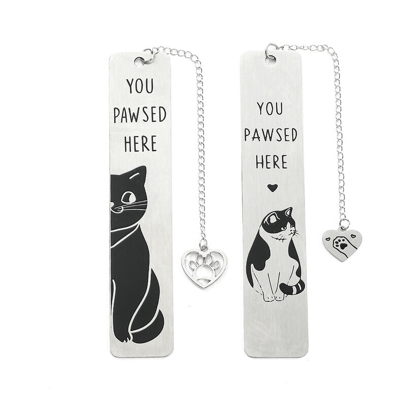 Semn de carte din metal cu pisici de desene animate, semne de carte drăguțe din metal cu ciucuri, rechizite de birou pentru lectură pentru iubitorii de cărți iubitoare de pisici