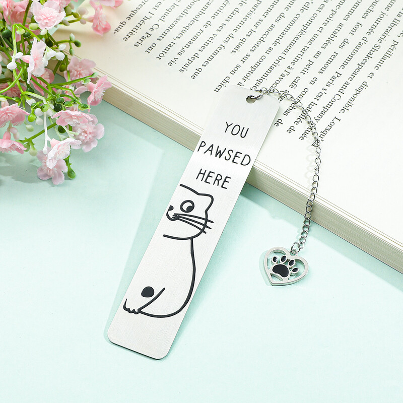 Semn de carte din metal cu pisici de desene animate, semne de carte drăguțe din metal cu ciucuri, rechizite de birou pentru lectură pentru iubitorii de cărți iubitoare de pisici