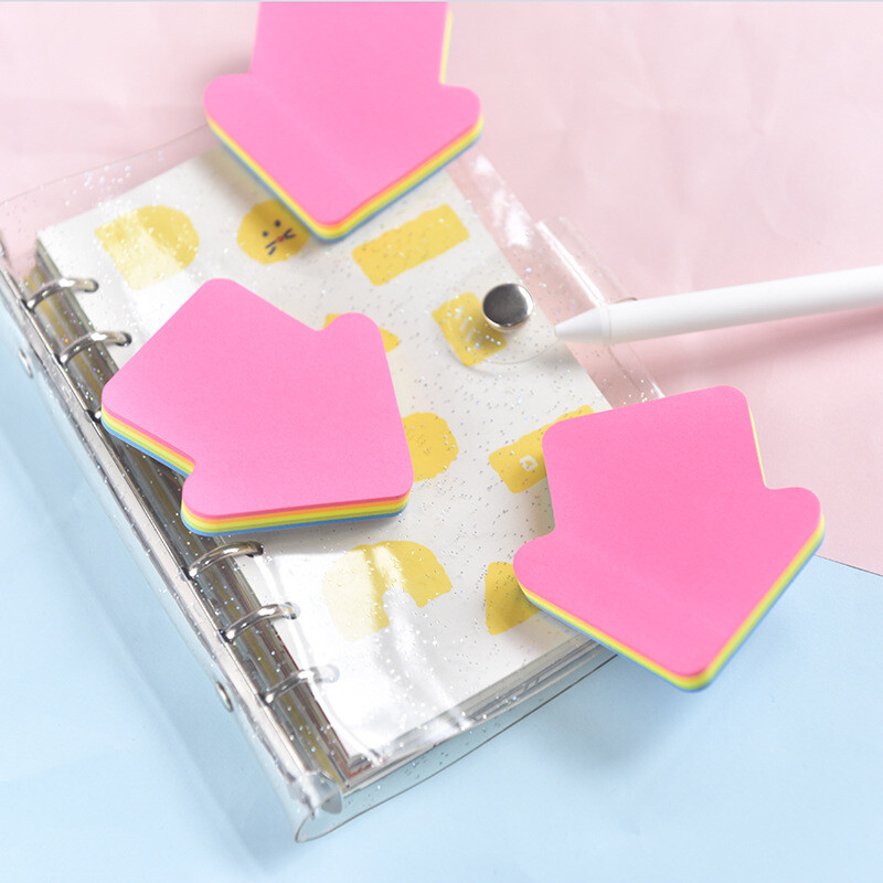 100 de coli Note lipicioase colorate Note post auto lipicioase Săgeată inimă Blocnote creative Planificator autocolant pentru rechizite școlare de birou