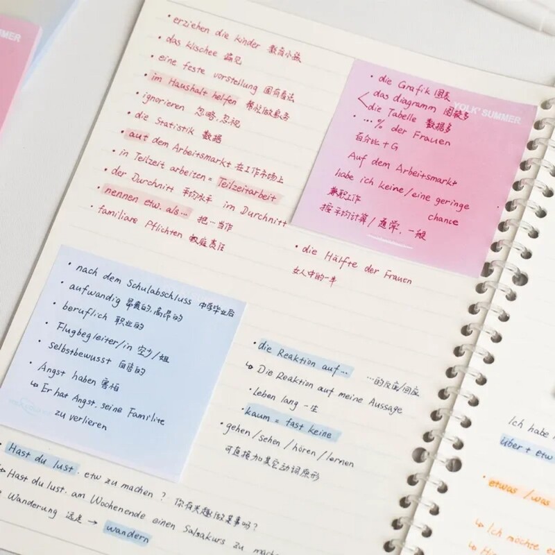 50 lapų mielas užrašų bloknotas Kūrybingos mados gradiento spalvos Scrapbooking užrašų bloknotas Kanceliarinės prekės Lipnūs lapeliai Kawaii Studentų reikmenys