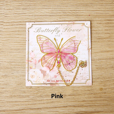 2024 Semn de carte din metal cu fluture drăguț Semn de carte colorat bronzat cu lanț Cadouri pentru iubitorii de cărți, cititori, scriitori, prieteni, adulți