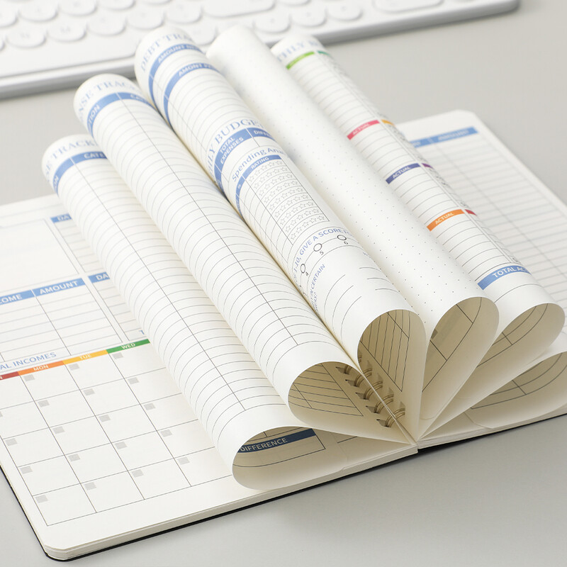50 листа Бюджетен планер Органайзер за месечни сметки Бюджетна книга с твърди корици от PVC за спестявания Бележник за проследяване на дълга