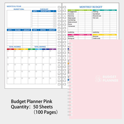 50 listova Planer proračuna Organizator mjesečnih računa PVC tvrdi uvez Knjiga proračuna za štednju Bilježnica za praćenje troškova duga