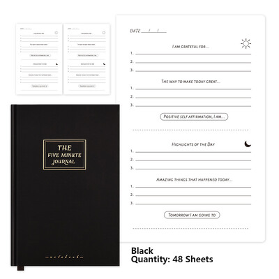 48 листа Вдъхновяващ ежедневник за благодарност Картонена корица 5-минутен размисъл Упълномощаващо утвърждение Придружител Планер без дата