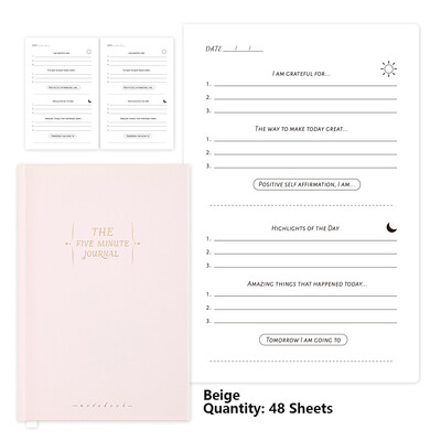 48 листа Вдъхновяващ ежедневник за благодарност Картонена корица 5-минутен размисъл Упълномощаващо утвърждение Придружител Планер без дата