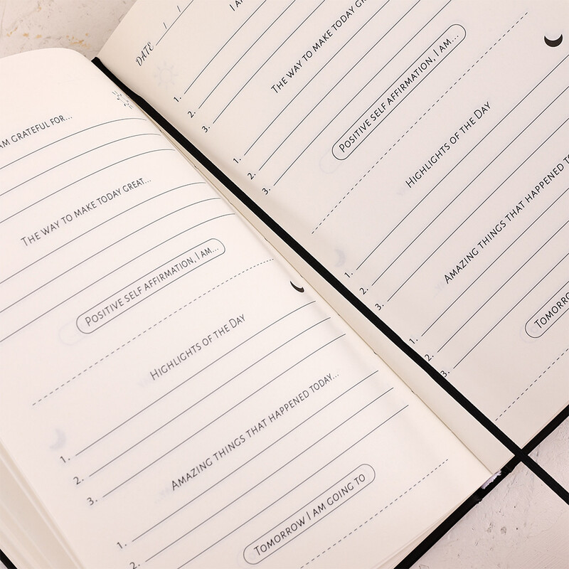 48 листа Вдъхновяващ ежедневник за благодарност Картонена корица 5-минутен размисъл Упълномощаващо утвърждение Придружител Планер без дата