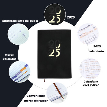 Ιαν 2025 έως Δεκέμβριος 2025 Σημειωματάριο Planner A5 Agenda Spanish Inner 80GSM Μηνιαία/Εβδομαδιαία/Καθημερινά Σχολικά Προμήθειες Γραφική ύλη