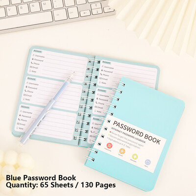 65 de coli Carte de parole cu copertă rigidă din PVC simplă, cu adresă avansată, manager de parole cu etichete autocolante pentru acasă, școală, birou