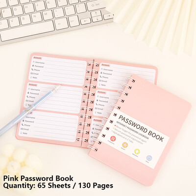 65 de coli Carte de parole cu copertă rigidă din PVC simplă, cu adresă avansată, manager de parole cu etichete autocolante pentru acasă, școală, birou