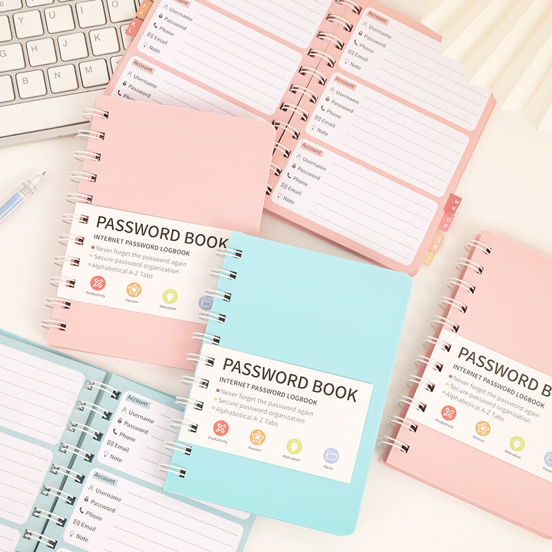 65 de coli Carte de parole cu copertă rigidă din PVC simplă, cu adresă avansată, manager de parole cu etichete autocolante pentru acasă, școală, birou