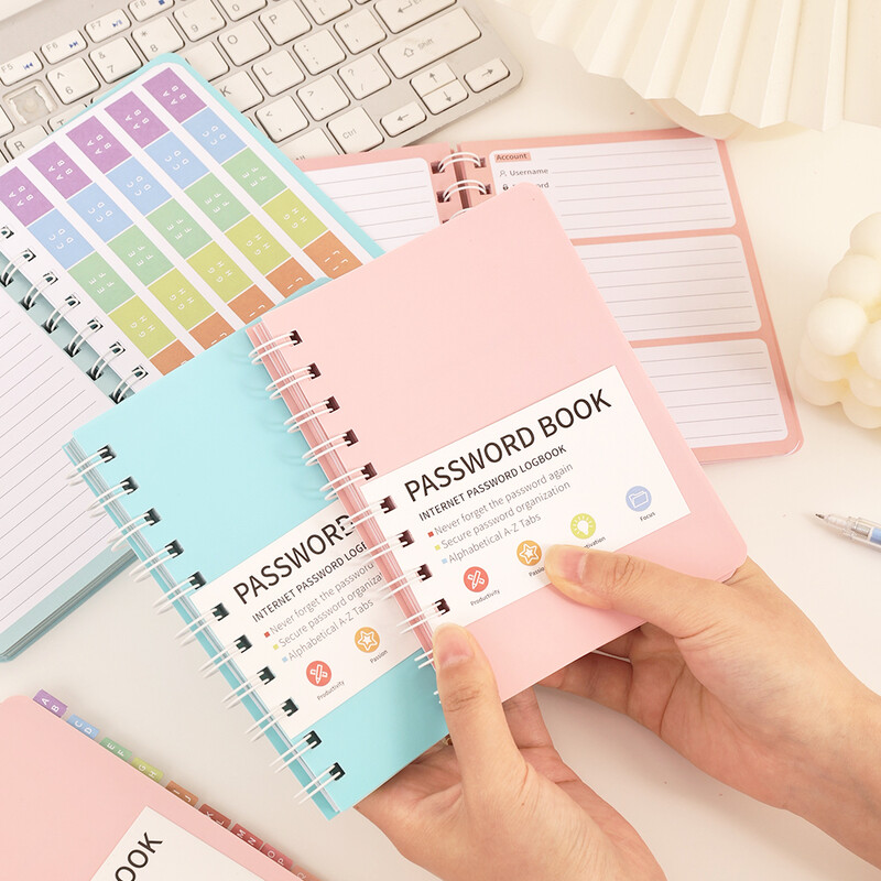 65 de coli Carte de parole cu copertă rigidă din PVC simplă, cu adresă avansată, manager de parole cu etichete autocolante pentru acasă, școală, birou