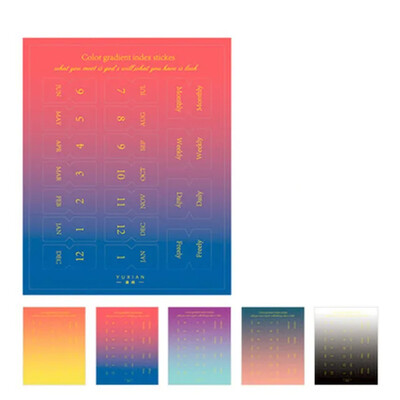 10 листа Градиентни цветове Стикери Kawaii Канцеларски материали Направи си сам Scrapbooking Ежедневен планер Индекс Етикети Стикери Сладки марки за класифициране