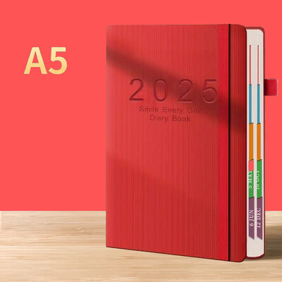2025 A5 Textured PU Portable Agenda Book English Calendar Book Notepads Creative Daily Planner Reminder Настолен календар с дата