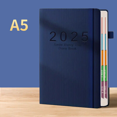 2025 A5 Textured PU Portable Agenda Book English Calendar Book Notepads Creative Daily Planner Reminder Настолен календар с дата