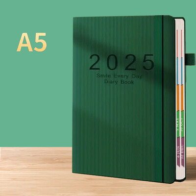 2025 A5 Textured PU Portable Agenda Book English Calendar Book Notepads Creative Daily Planner Reminder Настолен календар с дата