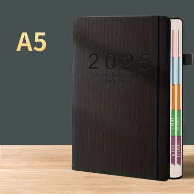 2025 A5 Textured PU Portable Agenda Book English Calendar Book Notepads Creative Daily Planner Reminder Настолен календар с дата