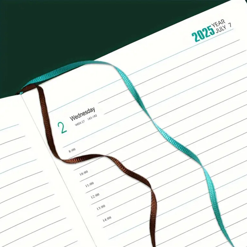 2025 A5 Textured PU Portable Agenda Book English Calendar Book Notepads Creative Daily Planner Reminder Настолен календар с дата