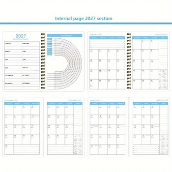 2025-2027 Planner Notebook Agenda Αγγλικά Inner Notepad Agenda Time Organizer Μηνιαία/εβδομαδιαία/καθημερινά σχολικά είδη γραφικής ύλης