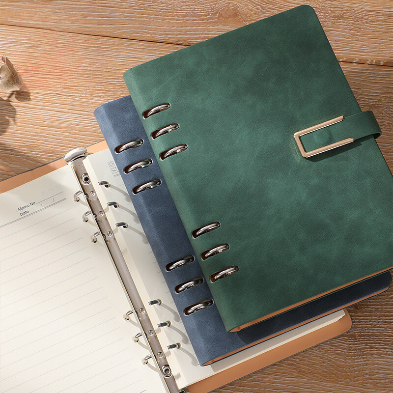 A5 laisvų lapų užrašų knygelė su 6 skylutėmis, keičiama spalva, oda, keičiama vidine lapų bloknote Biuro mokykliniai sąsiuviniai Kanceliarinės prekės