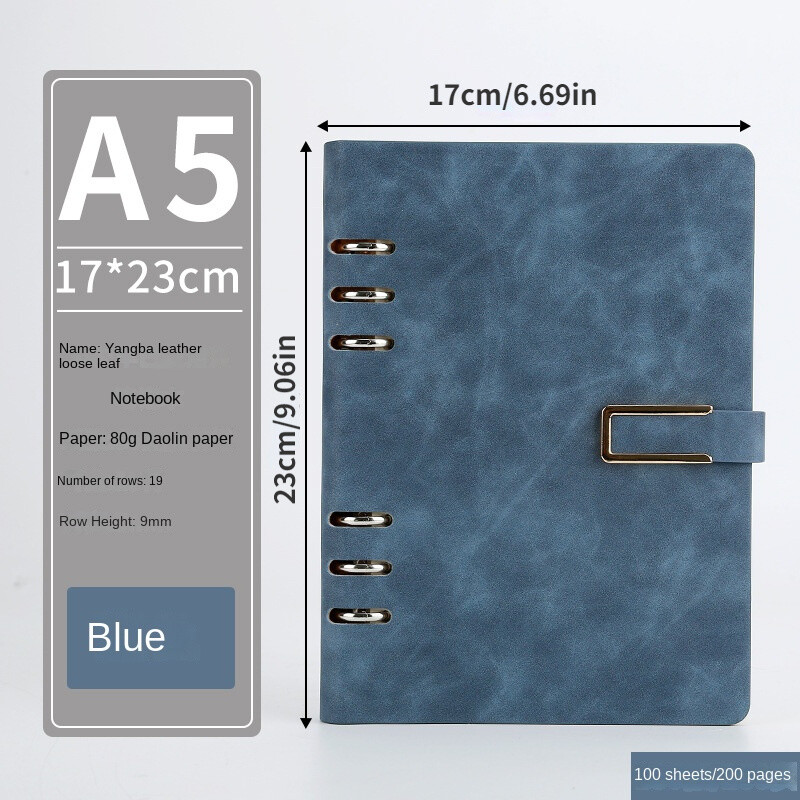 A5 laisvų lapų užrašų knygelė su 6 skylutėmis, keičiama spalva, oda, keičiama vidine lapų bloknote Biuro mokykliniai sąsiuviniai Kanceliarinės prekės