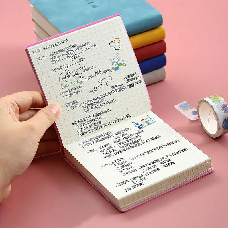 Kvadratinis sąsiuvinis ir žurnalas Mini bloknotas dienoraštis Dienotvarkės planuotojas su pamušalu / tinkleliu / tuščias rašomasis popierius, skirtas grįžti į mokyklą biuro reikmenims