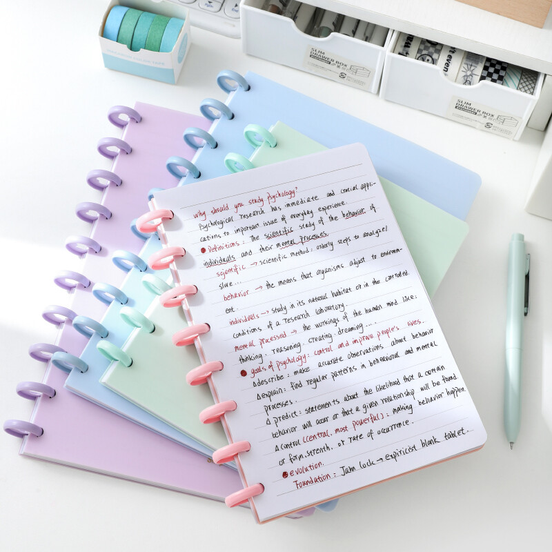 1 pakuotė A5/B5 paprastas nešiojamas nuimamas nešiojamojo kompiuterio grybo mygtukas laisvai lapelis bloknotas arba darbas, mokykla ir žurnalas 80 lapų / 160 puslapių