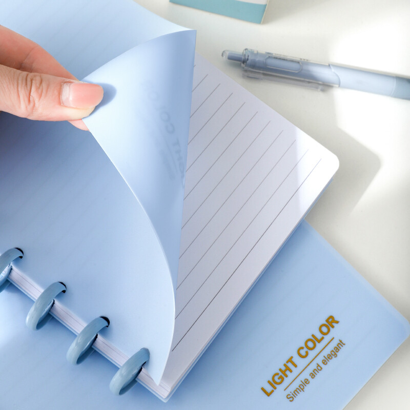 1 pakuotė A5/B5 paprastas nešiojamas nuimamas nešiojamojo kompiuterio grybo mygtukas laisvai lapelis bloknotas arba darbas, mokykla ir žurnalas 80 lapų / 160 puslapių