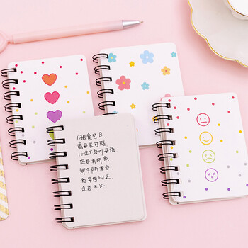 Σημειωματάριο A7 Pocket Book Notepad Small Flower Love Small Cute Side Flip Coil Book Student Mini Portable Flip Notepad