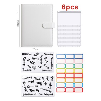 Dosar A5 din piele Pu Buget Cash Loose Leaf Cu Opt Accesorii Pentru Depozitarea Billelor Fondului Organizatorului