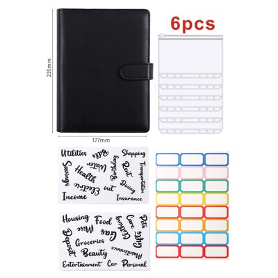 Dosar A5 din piele Pu Buget Cash Loose Leaf Cu Opt Accesorii Pentru Depozitarea Billelor Fondului Organizatorului