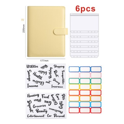 Dosar A5 din piele Pu Buget Cash Loose Leaf Cu Opt Accesorii Pentru Depozitarea Billelor Fondului Organizatorului